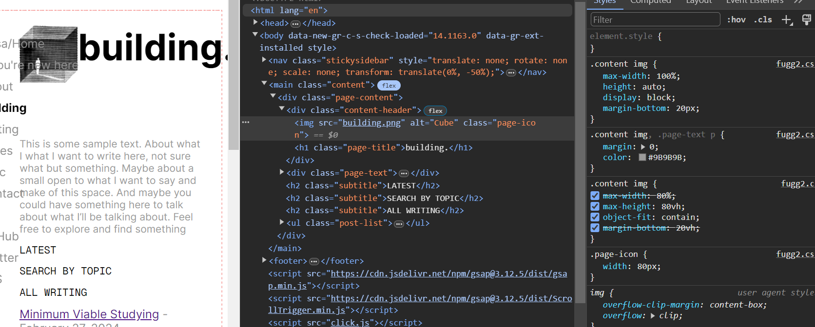 Debug screenshot — UI spaghetti era